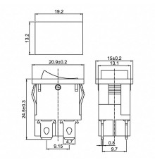 Выключатель клавишный 250В 6А (4с) ON-OFF син. с подсветкой Mini (RWB-207 SC-768) Rexant 36-2191