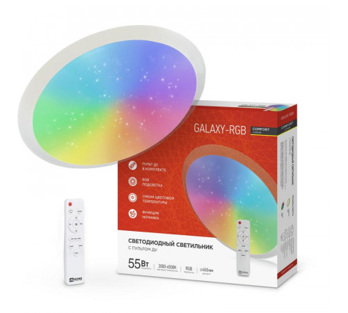 Светильник светодиодный COMFORT GALAXY-RGB 55Вт 230В 3000-6500К 4400лм 450х70мм с пультом ДУ IN HOME 4690612044606