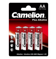 Элемент питания алкалиновый AA/LR6 1.5В Plus Alkaline LR6-BP4 (блист.4шт) Camelion 7370