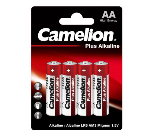 Элемент питания алкалиновый AA/LR6 1.5В Plus Alkaline LR6-BP4 (блист.4шт) Camelion 7370