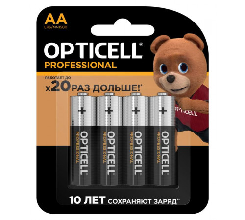 Элемент питания алкалиновый AA/LR6 (блист. 4шт) Professional Opticell 5052001