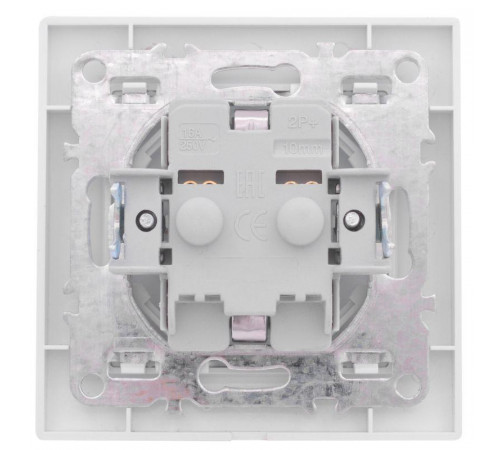 Розетка 1-м СП Минск 16А IP20 с заземл. защ. шторки бел. Basic EKF ERR16-028-100