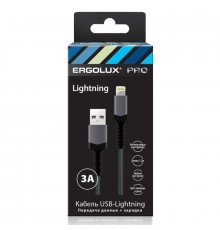 Кабель USB-Lightning ELX-CDC10-C09 3А 1.2м сер. нейлон зарядка+ПД коробка Ergolux 15311