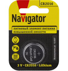 Элемент питания литиевый CR2016 93 821 NBT-CR2016-BP1 (блист.1шт) NAVIGATOR 93821