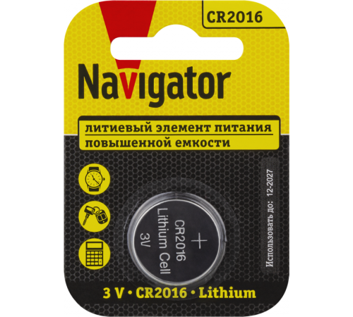 Элемент питания литиевый CR2016 93 821 NBT-CR2016-BP1 (блист.1шт) NAVIGATOR 93821