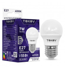 Лампа светодиодная 7Вт G45 4000К Е27 176-264В TOKOV ELECTRIC TKE-G45-E27-7-4K