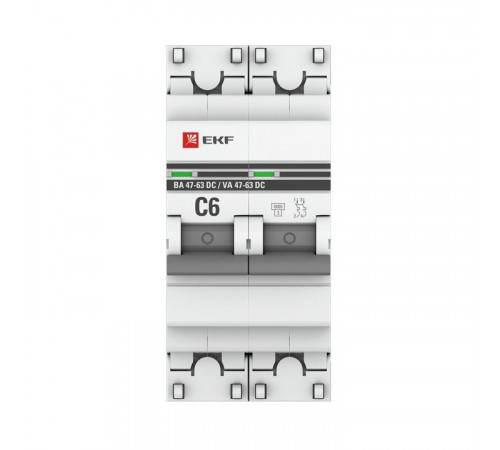 Выключатель автоматический модульный 2п C 6А 6кА ВА 47-63 DC PROxima EKF mcb4763-DC-2-06C-pro