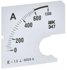 Шкала сменная для амперметра Э47 600/5А-1.5 72х72мм IEK IPA10D-SC-0600