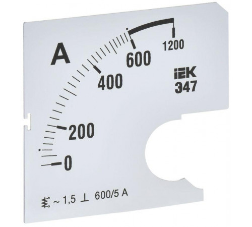 Шкала сменная для амперметра Э47 600/5А-1.5 72х72мм IEK IPA10D-SC-0600