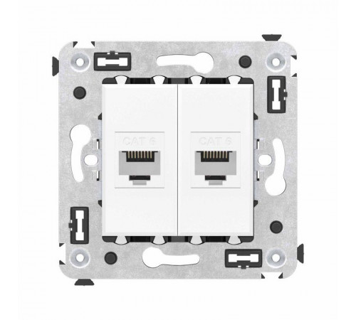 Розетка компьютерная 2-м СП Avanti "Белое облако" RJ45 кат.6 без шторок механизм DKC 4400694