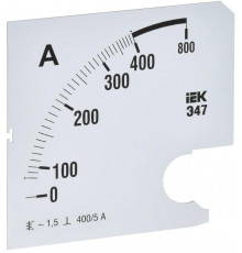 Шкала сменная для амперметра Э47 400/5А-1.5 96х96мм IEK IPA20D-SC-0400