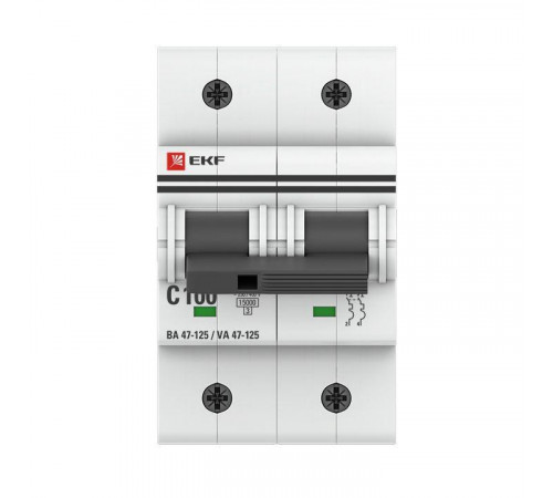 Выключатель автоматический модульный 2п C 100А 15кА ВА 47-125 PROxima EKF mcb47125-2-100C