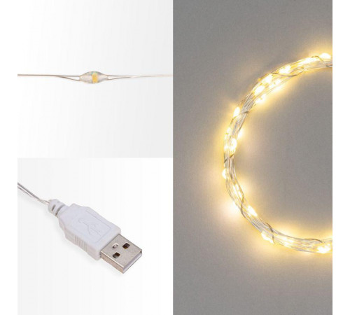 Гирлянда светодиодная "Роса" 5м 50LED тепл. бел. 0.5Вт IP20 USB Neon-Night 315-966