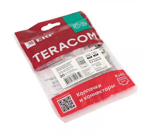 Коннектор RJ45 (8P8C) кат.5E экранир. TERACOM универс. (уп.20шт) EKF TRC-PLUG-5EFTP-20