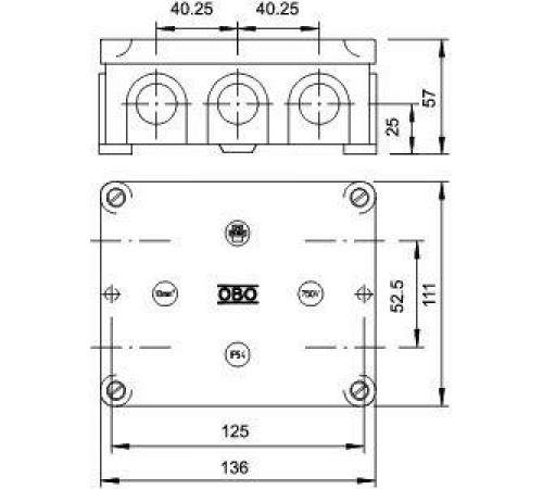 Коробка распределительная 136х111х57мм B11 M OBO 2002345