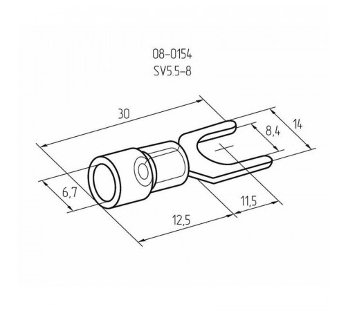 Наконечник вилочный изолир. (НВИ - 8.4мм) 4-6кв.мм (SVS5.5-8; VS5.5-8) REXANT 08-0154