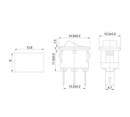 Выключатель клавишный 250В 3А (3с) ON-ON красн. Micro (RWB-102) Rexant 36-2031