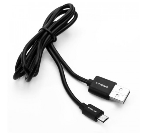 Кабель USB Micro USB 2А 1м зарядка + передача данных черн. (пакет) ERGOLUX 15088