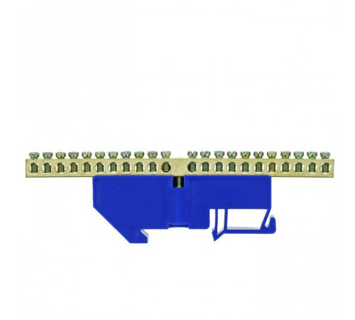 Шина нулевая N 6х9 20 отвер. латунь син. изолятор на DIN-рейку PROxima EKF sn0-63-20-d