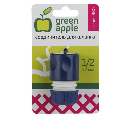 Соединитель-коннектор для шланга 12мм (1/2) пластик (50/200/2400) Green Apple Б0017768