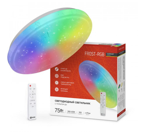 Светильник светодиодный COMFORT FROST-RGB 75Вт 230В 3000-6500К 4400лм 495х85мм с пультом ДУ IN HOME 4690612044644