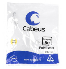 Патч-корд U/UTP кат.5E 2xRJ45/8p8c неэкранир. PVC 0.15м бел.. бел. Cabeus 8991c