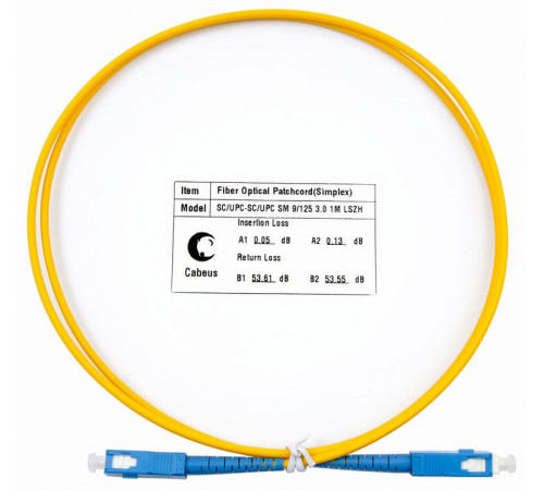 Шнур оптический FOP(s)-9-SC-SC-1m simplex SC-SC 9/125 sm 1м LSZH Cabeus 7385c