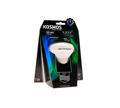 Лампа светодиодная KOSMOS premium 7Вт REFLECTOR 63мм E27 230В 4500К Космос KLED7wR63230vE2745