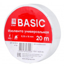 Изолента класс В 0.13х15мм (рул.20м) бел. EKF plc-iz-b-w