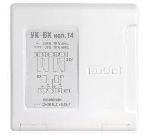 Устройство коммутационное УК-ВК (исп. 14) (усил. рел. на 2 кан.; вх. напр. 24В 20мА вых. до 250В 10А) Болид 259854