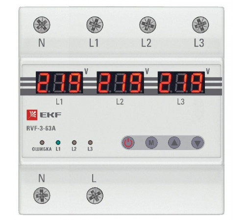 Реле выбора фаз с дисплеем RVF-3-63А PROxima EKF RVF-3-63a