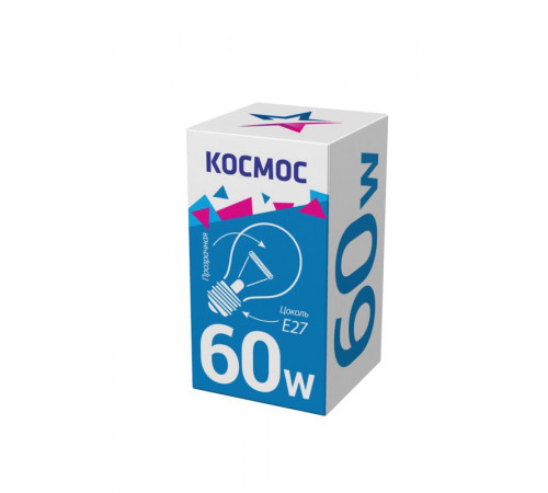 Лампа накаливания 60Вт A50/A55 прозрачная E27 230В КОСМОС LKsmSt55CL60E27v2