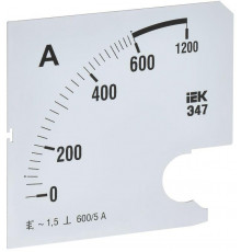 Шкала сменная для амперметра Э47 600/5А-1.5 96х96мм IEK IPA20D-SC-0600