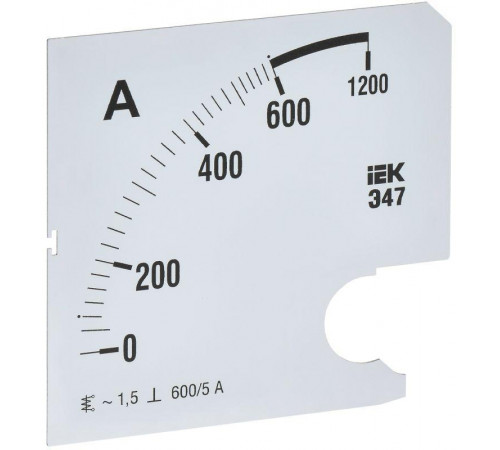 Шкала сменная для амперметра Э47 600/5А-1.5 96х96мм IEK IPA20D-SC-0600