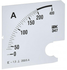 Шкала сменная для амперметра Э47 200/5А-1.5 96х96мм IEK IPA20D-SC-0200