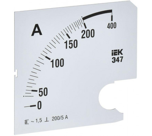 Шкала сменная для амперметра Э47 200/5А-1.5 96х96мм IEK IPA20D-SC-0200
