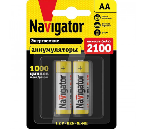 Аккумулятор AA/HR6 94 463 NHR-2100-HR6-BP2 (блист.2шт) Navigator 94463