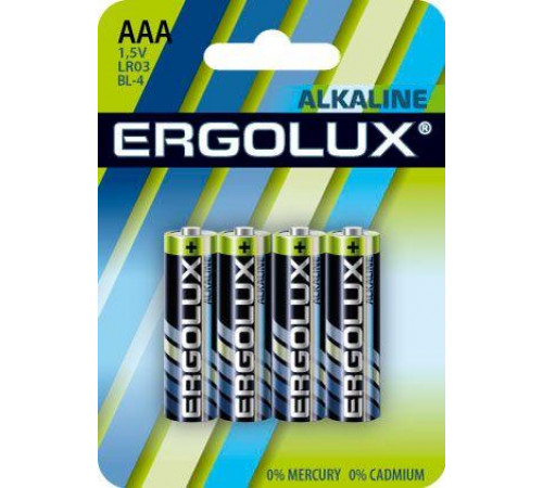 Элемент питания алкалиновый AAA/LR03 1.5В Alkaline BL-4 (блист.4шт) Ergolux 11744