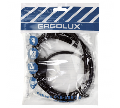 Кабель удлинитель USB ELX-EC01P-USB USB (АМ)-USB (AF) 2м PVC пакет черн. Ergolux 15298