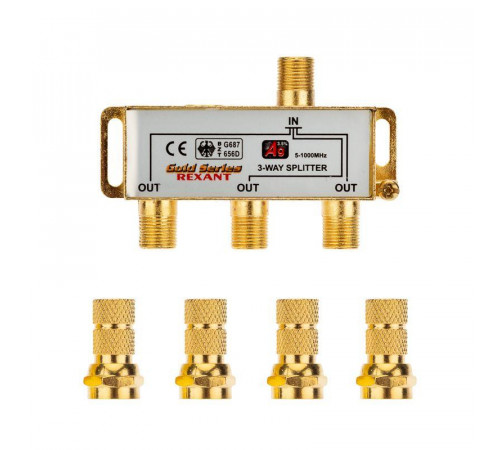 Делитель ТВ "краб" x3+4шт.F "BOX" 5-1000 МГц "GOLD" Rexant 05-6102-1