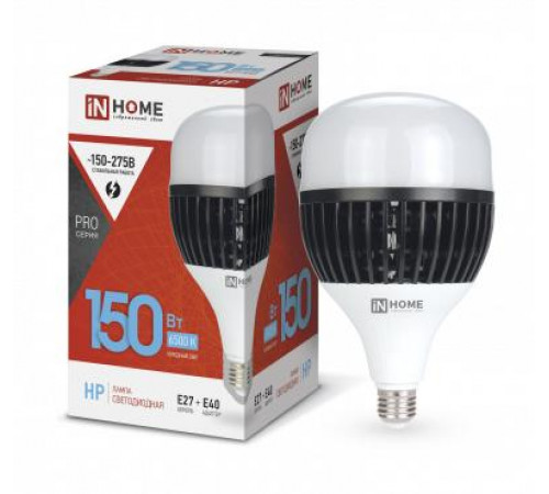 Лампа светодиодная LED-HP-PRO 150Вт грушевидная 6500К холод. бел. E27 14250лм 150-275В с адаптером E40 бел. IN HOME 4690612035703