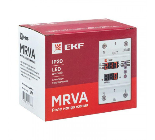 Реле напряжения и тока с дисплеем MRVA 63А PROxima EKF MRVA-63A