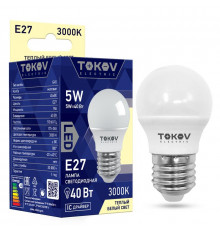 Лампа светодиодная 5Вт G45 3000К Е27 176-264В TOKOV ELECTRIC TKE-G45-E27-5-3K