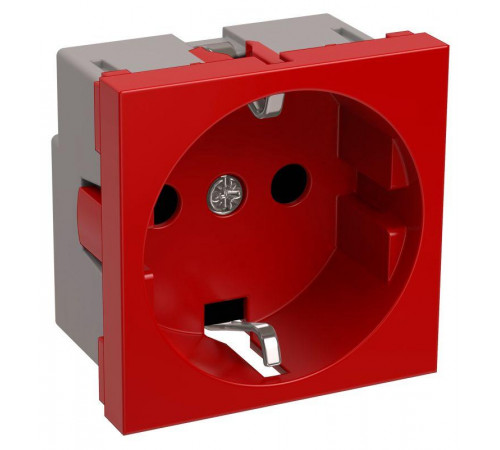 Розетка 1-м 2мод. Праймер РКС-20-32-П-К 45х45 с заземл. красн. IEK CKK-40D-RSZK2-K04-K