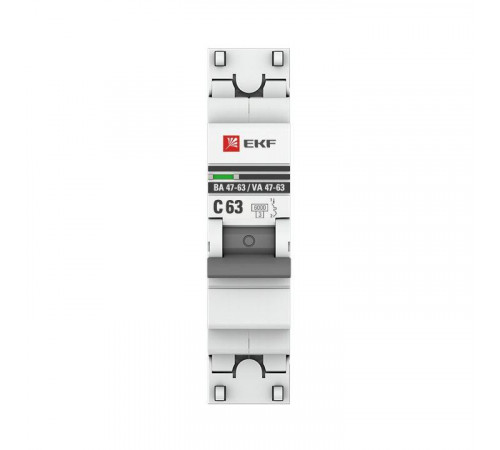 Выключатель автоматический модульный 1п C 63А 6кА ВА 47-63 PROxima EKF mcb4763-6-1-63C-pro