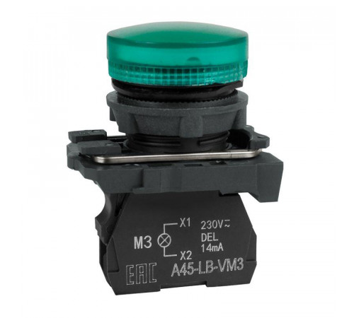 Лампа сигнальная OptiSignal D22 C5-L-M3 зел. пластик 230-240VAC XB5AVM3 КЭАЗ 332188