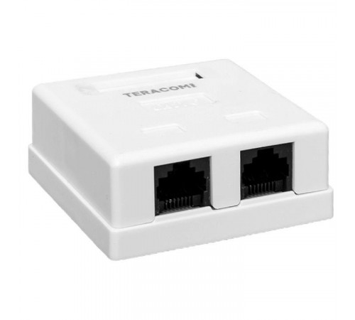 Розетка настенная TERACOM PRO кат.6 неэкранированная 2 порта RJ-45 Dual IDC бел. EKF TRP-WBOX-2RJ45-6UTP-WH