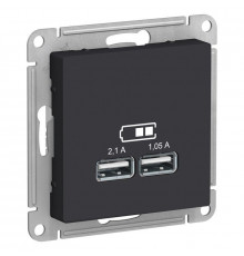 Розетка USB AtlasDesign тип A+A 5В 1х2.1А 2х1.05А механизм карбон SE ATN001033