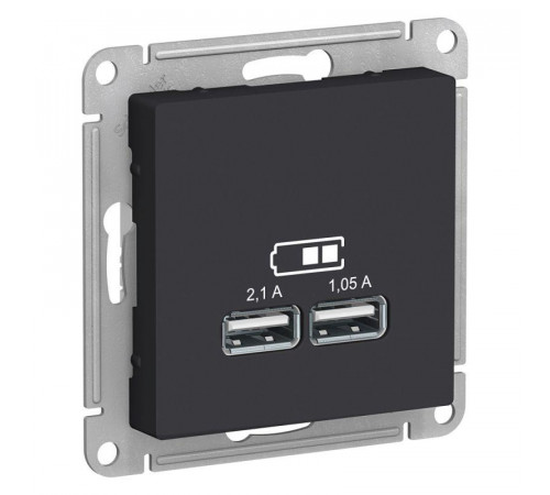 Розетка USB AtlasDesign тип A+A 5В 1х2.1А 2х1.05А механизм карбон SE ATN001033