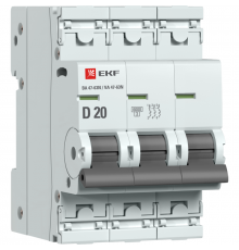 Выключатель автоматический модульный 3п D 20А 6кА ВА 47-63N PROxima EKF M636320D